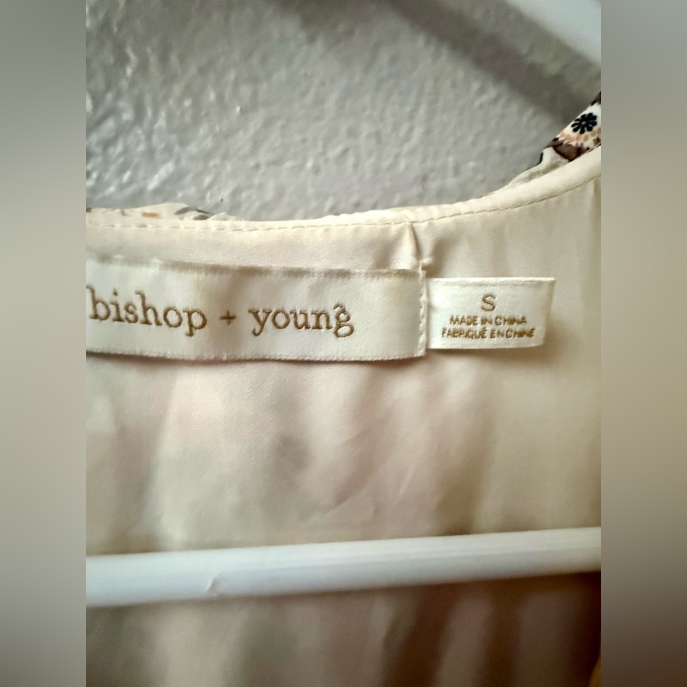 Anthropologie Bishop + Young Cream/Yellow/Gold Print Cut Out Sides Dress Sz. S - Picture 9 of 10